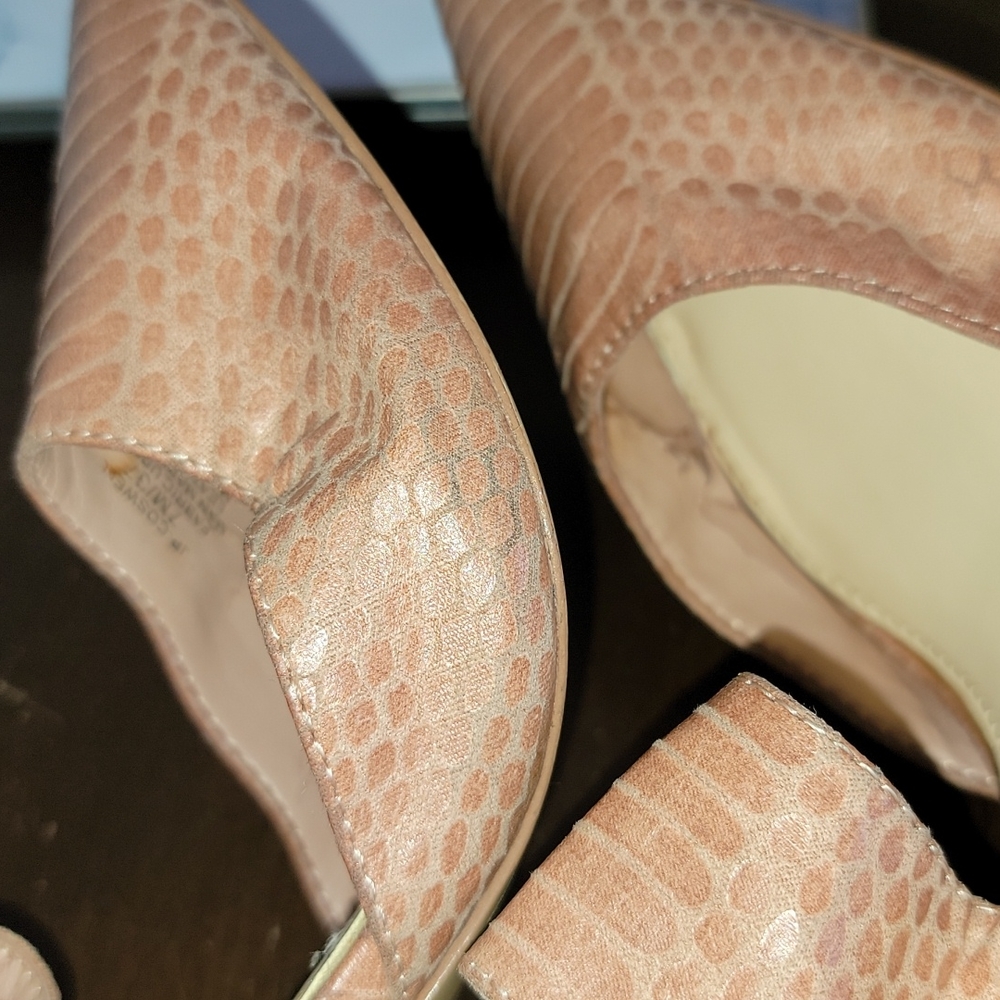 Jessica Simpson Coswell Blush Pink Snake Embossed Faux Leather Pointed Toe Pump - Picture 8 of 11